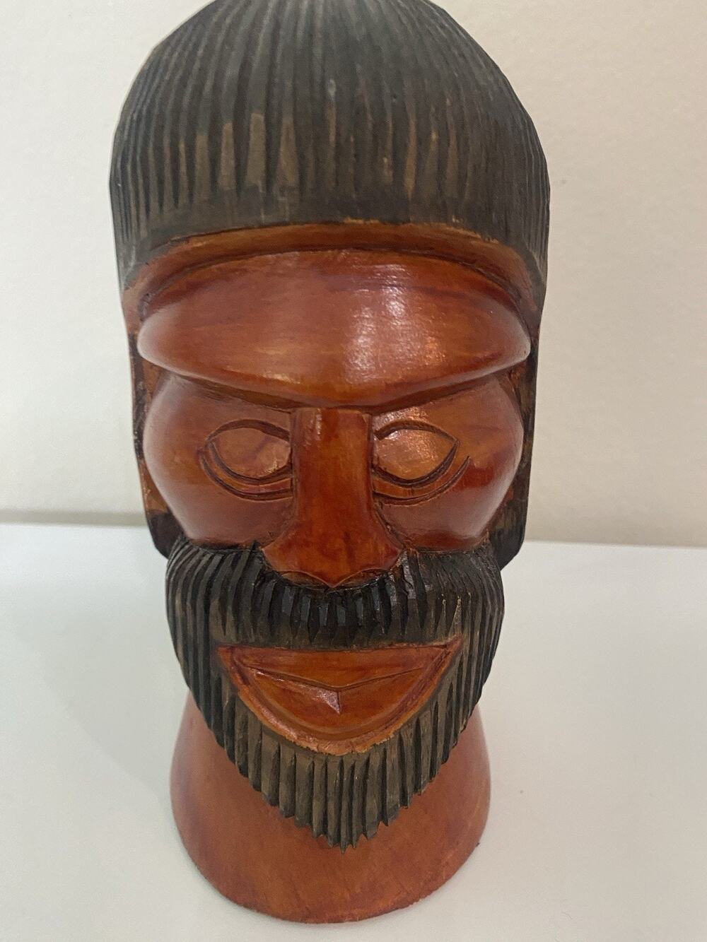 Hand Carved Wood Jamaican Art Statue 8 1/2 Tall Jamaica 1979 Vintage